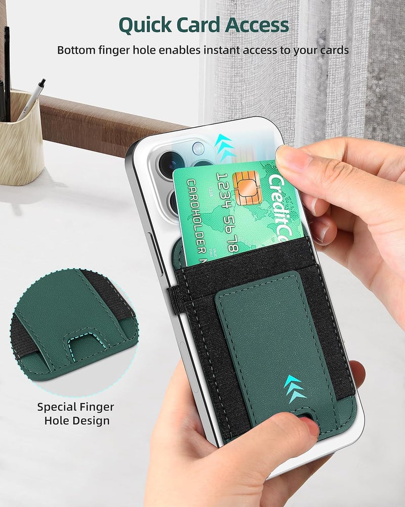 ExtreLife For Magsafe Wallet, Strongest Magnetic Wallet for iPhone 17/16/15/14/13/12 Series, for Magsafe Card Holder with 2 Card Slots, Magnetic Card Holder, RFID Blocking, Vegan Leather, Hold 7 Cards, Green - Image 5